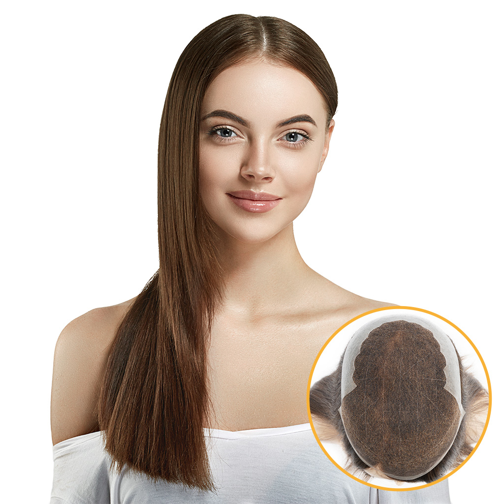 Stock Swiss Lace Women’s Toupee With PU Sides and Back