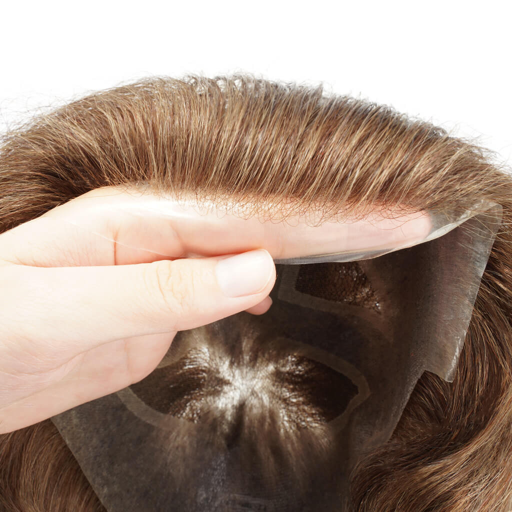 0.08mm Thin Skin Hair System Combined with Lace Patches for Wholesale
