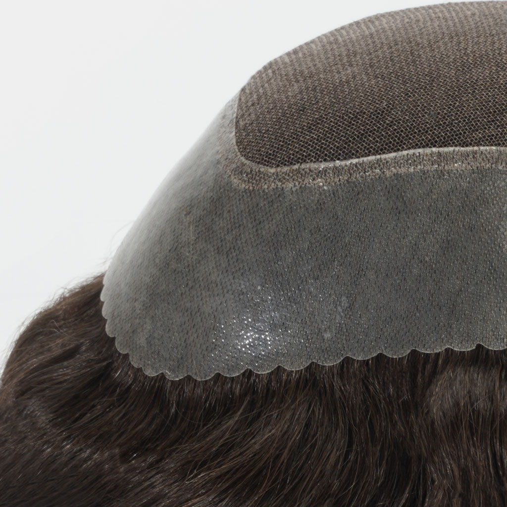 Swiss Lace Hair System Toupee for Men with PU Perimeter & Scallop Front