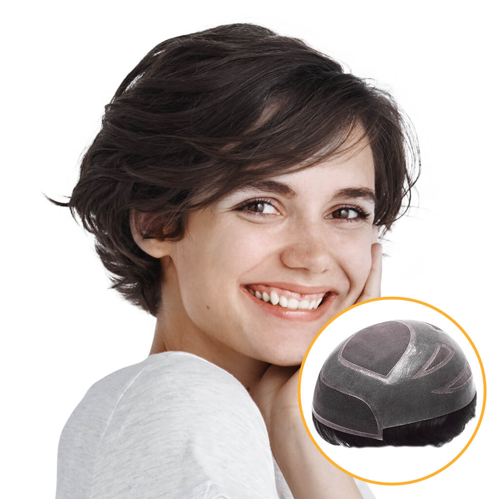 Women's Fine Mono Hairpiece With Skin and Lace