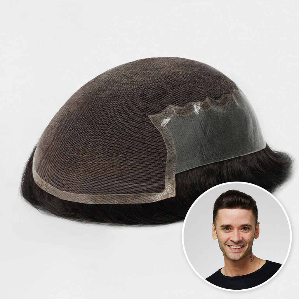 French Lace Men's Hair System with PU Sides and Back