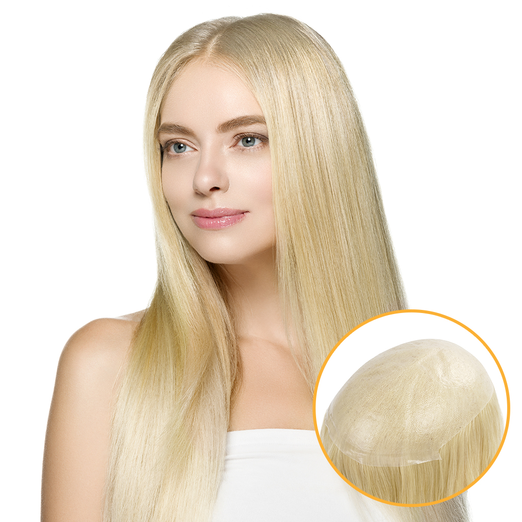 Women's Toupee with Remy Hair and a Skin Base Wholesale