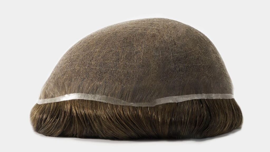 A full lace toupee with PU perimeter